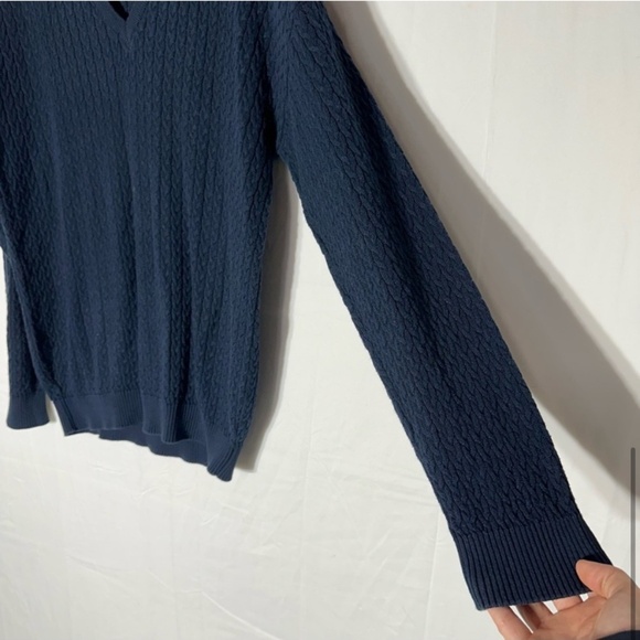 Vintage Tosani Dark Navy Blue Cable Knit V Neck Sweater XL - Picture 7 of 13
